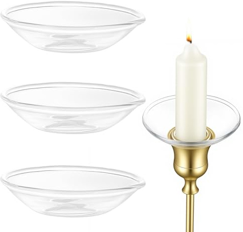 3 Stück Kerzentropfmanschetten Glas, Klar Kerzen Tropfenfänger, Tropfenfänger für Kerzen, Hochzeit Kerzentropfschutz für Wohnzimmer und Events