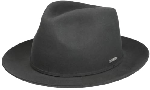 Stetson Maysville Wollhut Fedora Wollfilz Asahi Guard Herren Herbst Winter anthrazit XL (60-61 cm)