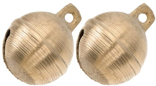 Campanello per Animali Domestici in Ottone, Set da 2, Campanellino Creativo e Delicato per Cani e Pecore, per Artigianato Fai-da-te, Colore Oro