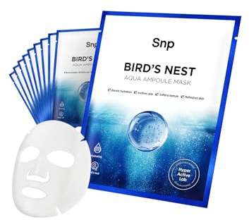 SNP 1000mg Bird's Nest + Hyaluronic Acid Ampoule Sheet Mask | Hyaluronic Acid Sheet Mask | Maximum Hydration and Protection for All Dry Skin Types | Korean Skincare Facial Mask | 10 Sheets