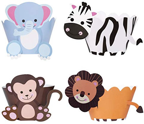 ISIYINER Decorazioni per Cupcake Animale Cupcake Topper e Wrapper per Feste di Compleanno Decorazioni per Ragazzi Bambini 36 Pezzi