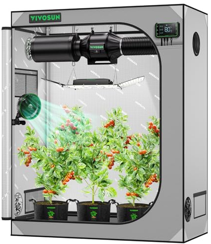 VIVOSUN 48x24x60 Grow Tent, 4 x 2 FT Advanced Gray Growing Tent with 19mm Poles, Observation Window, and Floor Tray for Hydroponic Plants
