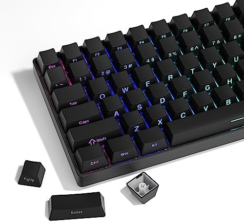 XVX PBT-Tastenkappen, Seitendruck-Tastenkappen-Set, Doppelschuss durch benutzerdefinierte Tastenkappen, Schwarze Tastenkappen, OEM-Profil, 136 Tasten, minimalistischer Stil,