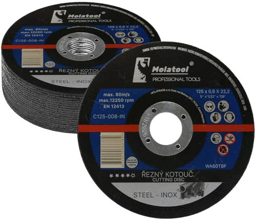 Molatool Lot de 25 disques professionnels pour métal, acier, inox, lot avantageux de 25 disques flexibles pour meuleuse d'angle