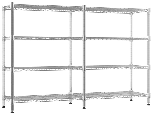 Himimi 4-stufige Lagerregale Schwerlastregal Garagenregal Höhenverstellbares Drahtregal Metallregal für Lagerung Regal für Lagerung Vorratsregale Küchenregal, 180B*45T*152Hcm Silber