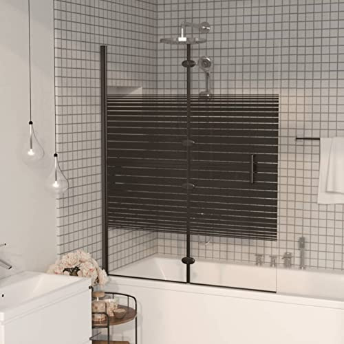 Sufrk ESG hopfällbar duschpanel 100 x 140 cm svart, vattenmassageduschpelare badkarsblandare funktioner duschpanel set rostfritt stål system duschset med fast huvud, massage, dusch
