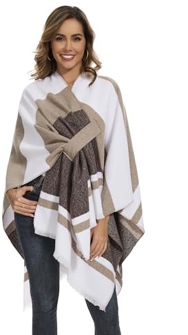 Cape Écharpe Élégante pour Femme, Poncho Doux Ouvert, Parfait pour Printemps, Automne & Hiver