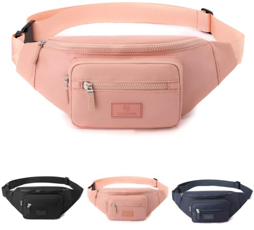 Bumbags for Ladies Bum Bag Fanny Pack Men Women Waist Pack Lightweight Adjustable for Running Walking Hiking Jogging (Pink)