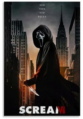PANTTING Poster du film d'horreur Scream Horror - Impression sur toile - Décoration murale pour chambre à coucher et salon - 30 x 45 cm - Style sans cadre