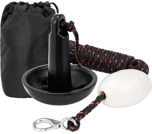 MARINE SYSTEM Mushroom Anchor Kit for Kayaks, Canoes, Paddle Boardswith Rope and Marker Buoy (Black)