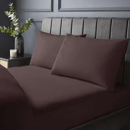 Silentnight Pure Cotton Fitted Sheet - Cool Soft Touch 200 Thread Count - Extra Deep 40cm Bed Mattress Sheet - Breathable 100% Cotton - Elasticated Corners, Machine Washable, Purple Plum, Super King