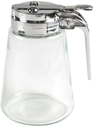 Gzsekken Honey Dispenser No Drip Glass Syrup Dispenser with Lid 200 ml Pouring Honey Jar Glass Coffee Station Accessories for Coffee Bar Salad Cooking