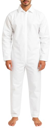 biyya® 1 Pack Protective Disposable Overall Paper Boiler Suit Coveralls Protection Suit Cuffs and Ankles (Pack of 1)