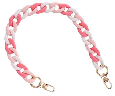 Penitue Grov Akrylväskkedja, 46cm Handtagsförlängare Väskkedja för Handväskor Plånboksdekorationstillbehör (Rosa)
