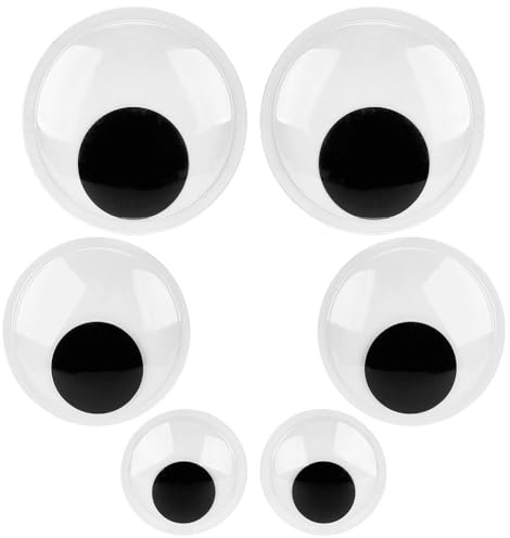 OLYCRAFT 3 Paio Occhi Mobili Giganti 10/15/18cm Neri Autoadesivi Grandi Occhi Mobili Rotondi in Plastica Nera Extra Grandi con Retro Autoadesivo per Decorazioni Fai da Te e Artigianato