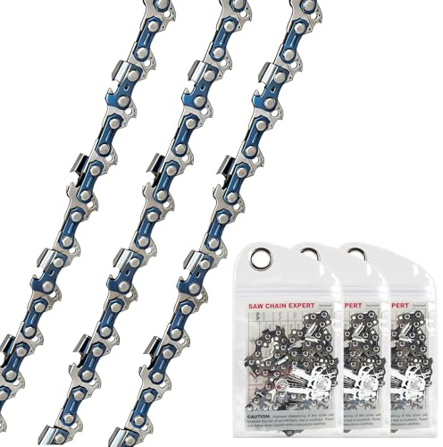 AOOWU Cadenas de Motosierra 3/8 LP - 3 Pack Cadena Motosierra de Repuesto para Espadas de 40cm-57 Eslabones, 1.3mm - Cadenas de Sierra Universales para Titan, Ryobi, Echo, Worx y Black & Decker