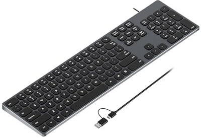 9H Aluminum USB Wired Keyboard with Numeric Keypad for PC Windows 10/8 / 7 / Vista/XP