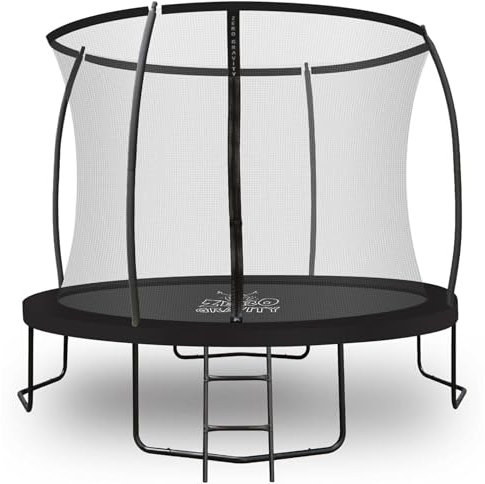 Zero Gravity Trampolin Outdoor Ø 183/244/305/366/427 cm, TÜV GS, Gartentrampolin Komplett-Set mit Sicherheitsnetz & Leiter, Sturmsicher in 5 Minuten, Ultima 4 Black Edition