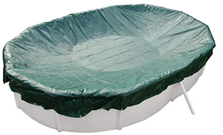 POWERHAUS24 Winterabdeckplane EXTRA für Achtform- & Ovalbecken max. 620 x 360 cm, ganzjährig nutzbar, mit Spannkordel & Ratsche