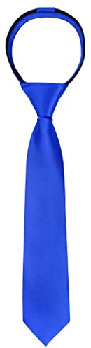 Alizeal Boys Solid Color Pre-tied 2.4'' Zipper Skinny Neckties for Kids, Royal Blue