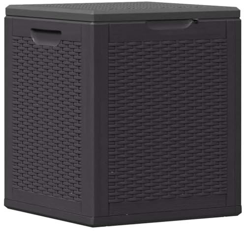 vidaXL Caja de Almacenaje para Jardín Cofre Almacenamiento Patio Terraza Exterior Embalaje Herramientas Jardinería Organizador 90L PP Ratán Negra