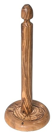 Horrea Caelia Porte-rouleau de cuisine – Fabriqué à la main en bois d'olivier – Porte-rouleau pour cuisine, chambre à coucher et salle de bain, sans bordure, durable, stable