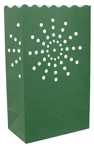 CleverDelights Green Sunburst Luminary Bags - 20 Count - Christmas Holiday Luminaria Sack