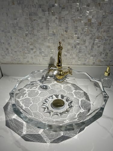FANWIN STAR Transparent Glass Vessel Sink In washbasin sink | Vanity Countertop Sink with Pop Up Drain |WF-LA706