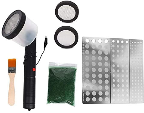 Giilayky Kit de flocado aplicador de hierba estática ABS flocado máquina con antideslizante para bricolaje escénico modelado paisaje