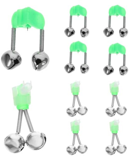 NJCXOLA 10 indicateur de morsure,Cloche à poisson Alarme Canne à pêche Canne à mer Double cloche Clip Cloche peut être inséré Pêche de nuit Lumière Cloche d'alarme Equipement de pêche