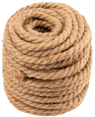 CHUIFAI Corda di iuta, 20 m x 12 mm, 4 fili, filo di iuta spesso, marrone, corda di canapa intrecciata, filo di iuta per fai da te, imballaggio, raggruppamento da giardino, decorazione