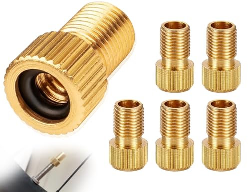 AOYEGIC 5 Stück Fahrradventil Adapter,Messing Ventiladapter,Französisches Luftpumpe Ventil,Autoventil Ventilkappen Mit Dichtring,Fahrrad-Zubehör,Für Fahrradpumpe Standpumpe