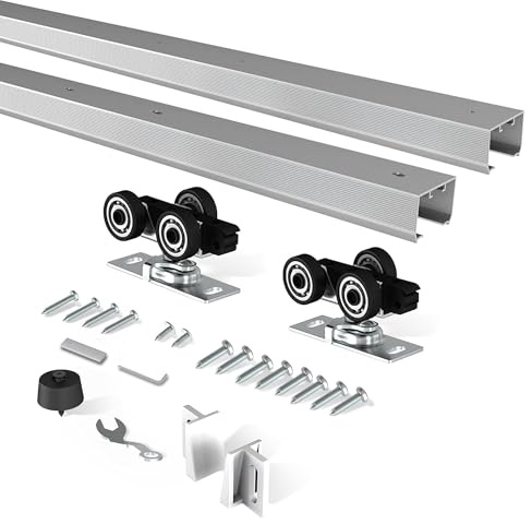 BarnBase 6FT Pocket Door Track Kit, Spliced Pocket Door Hardware 68.7
