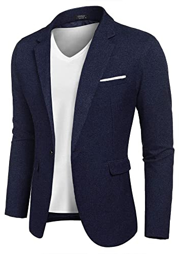 COOFANDY Mens Blazer Casual Suit Jacket Business Jacket Regular Fit Casual Jackets Sports Coat Navy Blue M