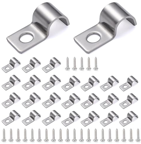 TIANLIN M10 Grapas Cable Pared, 25 Piezas Clips para Cables, Acero Inoxidable 304 Organizador Cables, Abrazadera de Cable de Pared con Tornillos para Instalación Empotrada de Cables
