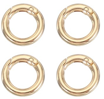 PATIKIL Anillos en O con resorte, 4Pcs 0.8 Pulgadas Clips redondos de metal Broches para llaveros bolsos carteras correas correas para perros manualidades DIY, Oro claro 20mm
