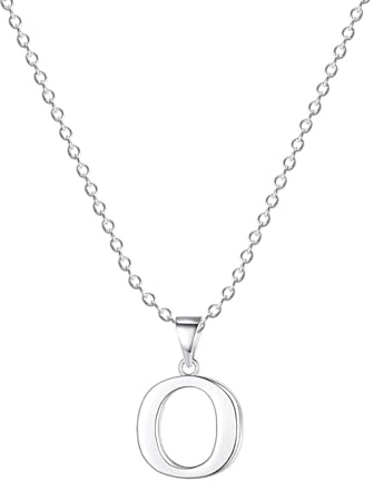 Jokmeo Collar con Letra Inicial O de Plata de Ley 925, fino collar colgante de letra plateada, perfecto para el uso diario de la mujer.