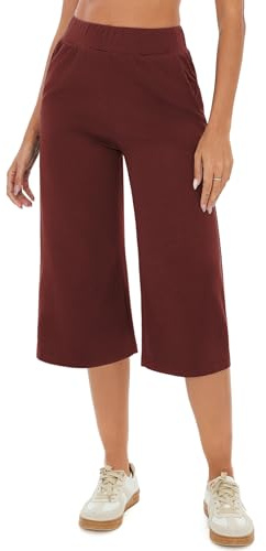Crewhpo Pantalon Jogging 3/4 Femme Taille Haute Tissu Léger Style Sport
