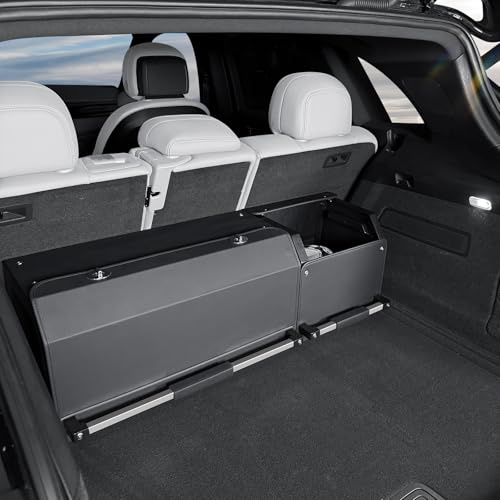 XCF Organizer per bagagliaio auto con coperchio – Scatola di stoccaggio modulare 2 in 1 Grande XXL | Robusto manico estraibile, Pelle resistente, Telaio in ABS | Borsa per bagagliaio con sub-box(92cm