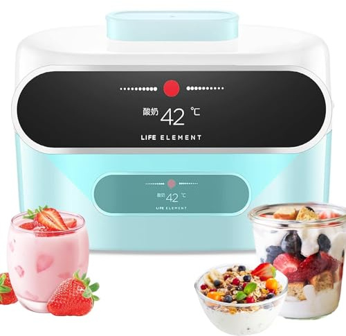 Macchina per yogurt da 1 litro con controllo della temperatura a 360°, fermentazione intelligente per yogurt e natto biologico, include 2 tazze in ceramica