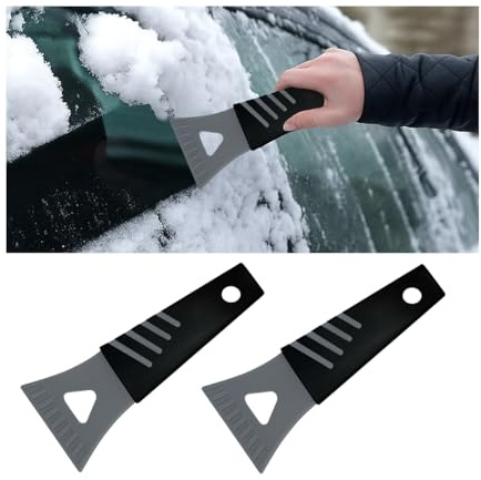 FALVFUN Ice Scraper for Car Windshield, 2PCS Plastic Handheld Vehicle Window Snow Frost LCE Remover Cleaning Freezer with Non-Slip Handle, Auto Freezer Shovel Defroster, Universal Fit (Grey)