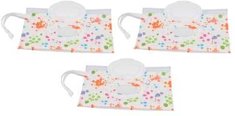 LUCKDANO 3pcs EVA Wet Wipes Pouch, Reusable Wet Wipes Dispenser Bag with Flip Top Window, for Baby Home Travel Shopping