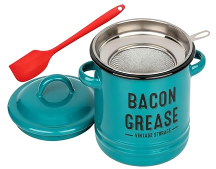 Contenitore per grasso per pancetta, con filtro e raschietto, barattolo riutilizzabile per la cottura, separatore di grassi per pancetta e carne, facile da versare e pulire, lavabile in lavastoviglie