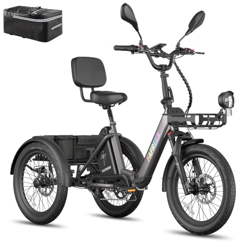 Fafrees F20 Mate E Bike trehjuling hopfällbar cykel 21 AH 48 V [Officiell] seniorer elektrisk trehjuling för vuxna 20 tum, män E-cykel kvinnor, elcykel lasthjul Ebike 65 N.m E Trike Pedelec 25 km/h