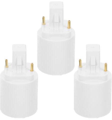 SOLUSTRE Adattatore per Base Lampadina 2 Pin G24d a E27 Compatibile Lampadine Led, Materiale Rame Nichelato e Pbt Ignifugo, 3 Pezzi per Uso Domestico e Ufficio