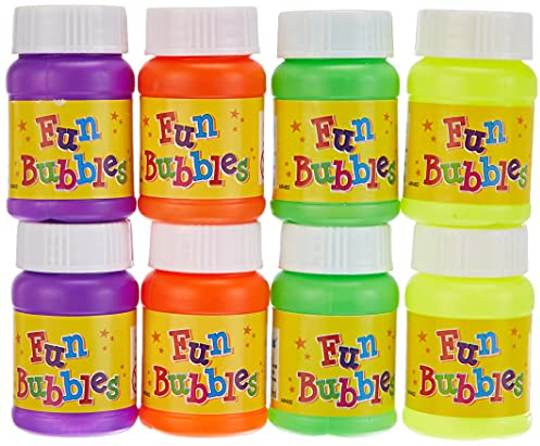 Baker Ross AR482 Mini Blow Bubbles - Pack of 8, 30ml, Bubble Tubs, Party Bag Fillers, Pocket Money Toys