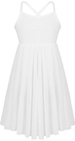 CHICTRY Vestito da Balletto Bambina Leotard Body Ginnastica Danza Classica Senza Manica Dancewear Abito da Ballo Tinta Unita Tutu Gonna Chiffon Elegante Performance 2-12 Anni Bianco 8-10 Anni