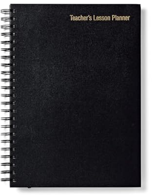 Morgan's Direct - A4 Teacher Lesson Planner Diary – Wirebound Hard Cover Daily Teaching Organiser, 6 Period Lesson Plan Book for School, Classroom & Home, Black