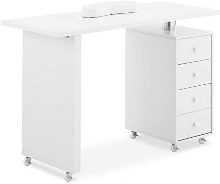Physa Phy-MT-9 Table de manucure - 4 tiroirs 6 Roues Table Onglerie Pliante