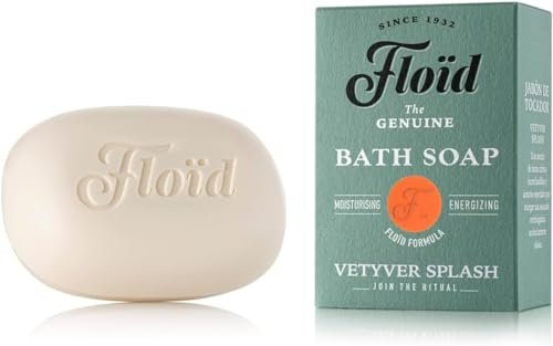 Floïd Bath Soap Vetvyer Splash, Sapone 100% vegetale, Sapone solido arricchito con lecitina nutriente, burro di karité e olio di sesamo, Saponetta da bagno per una pelle morbida